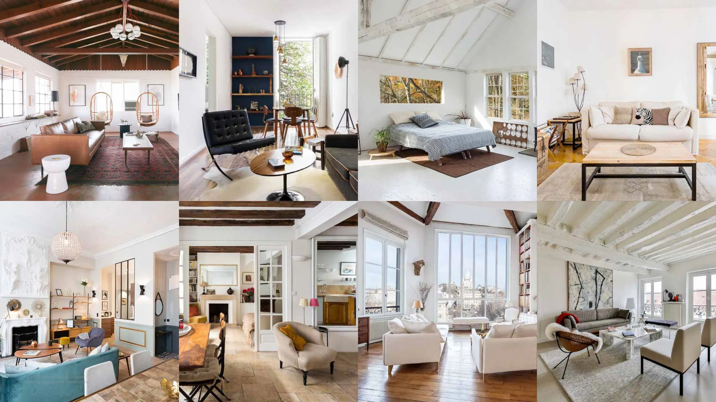 Set of minimalist interior photos, looking absurdly alike